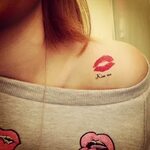 Red Lip Kiss Me Temporary Tattoo Sticker (Set of 2) Red lips